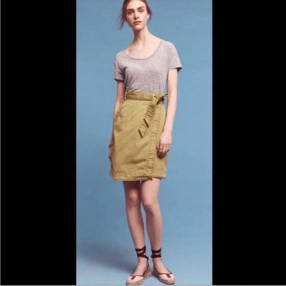 Anthropologie Pilcro and the Letterpress Women’s 0 Green Asymmetric Mini Skirt - Picture 1 of 9